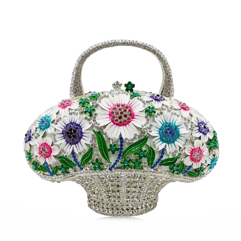 Diamond Mini Women's Flower Basket Bag 18x20x9cm