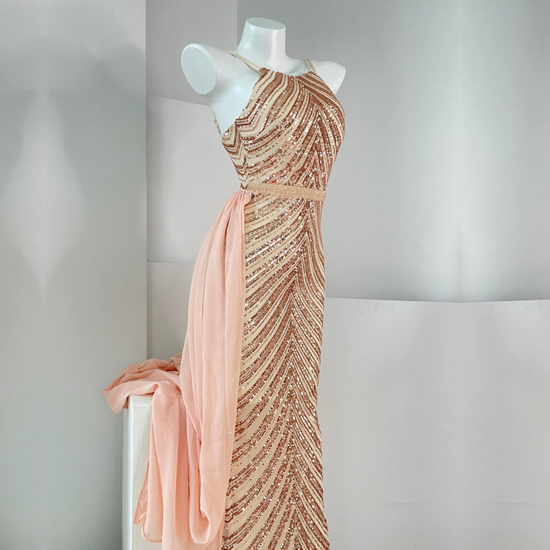 Robe Fourreau Blanche à Paillettes et Nœud Élégante Haut de Gamme