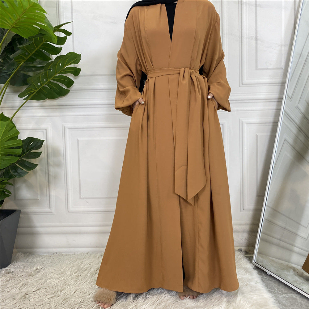 روب كارديجان بأربطة مع أساور وأزرار وجيوب للنساء في الشرق الأوسط