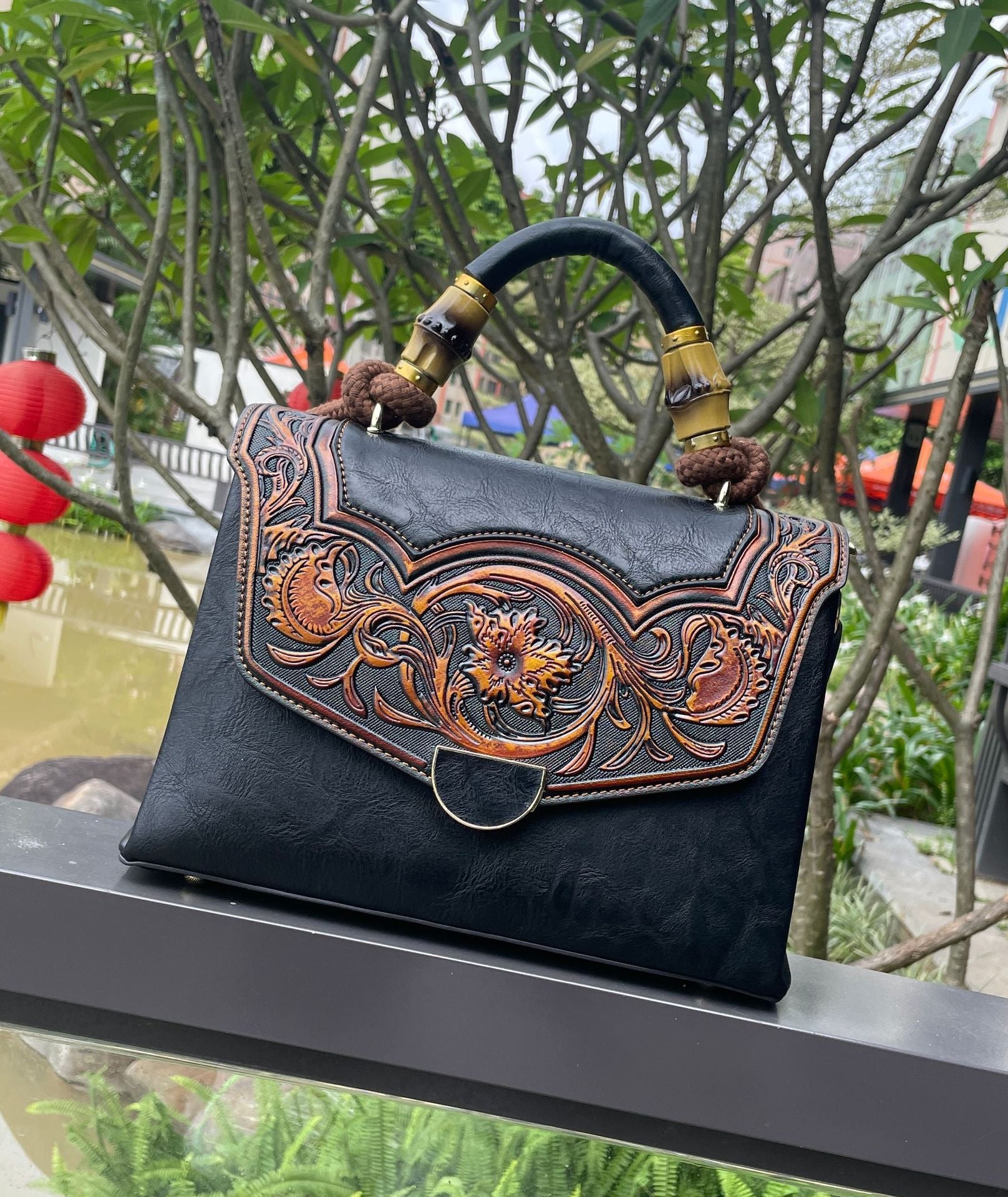 Retro Embossed Women's Crossbody Bag with 3D Floral Design