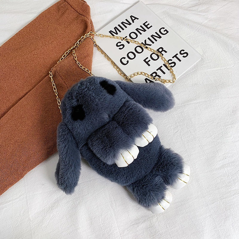 Rabbit Kids Plush Messenger Bag with Chain