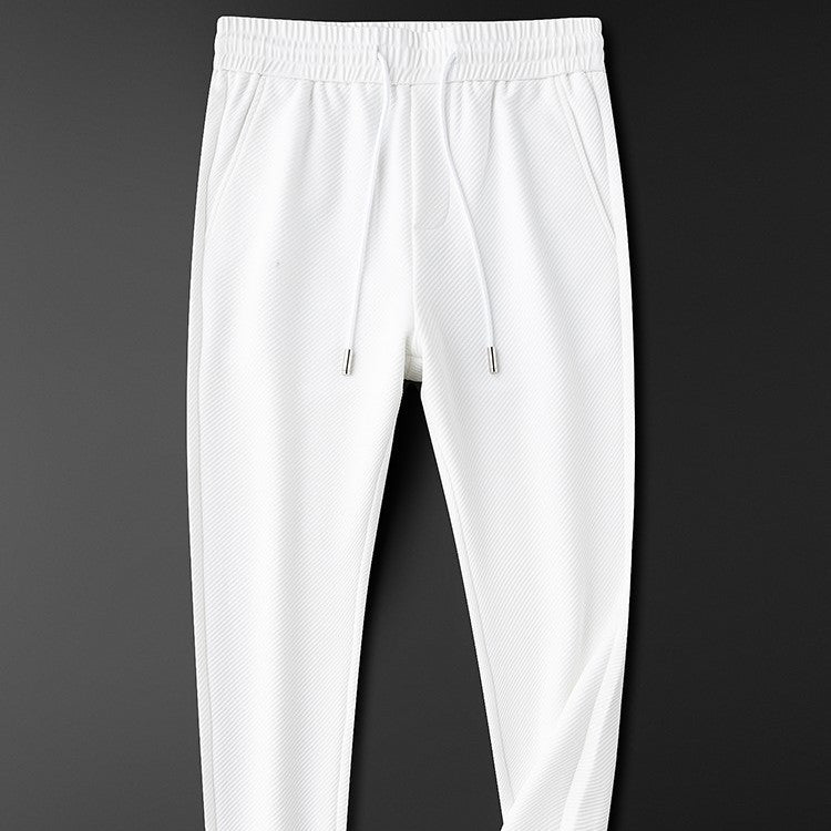 Twill Stretch White Sweatpants for Men