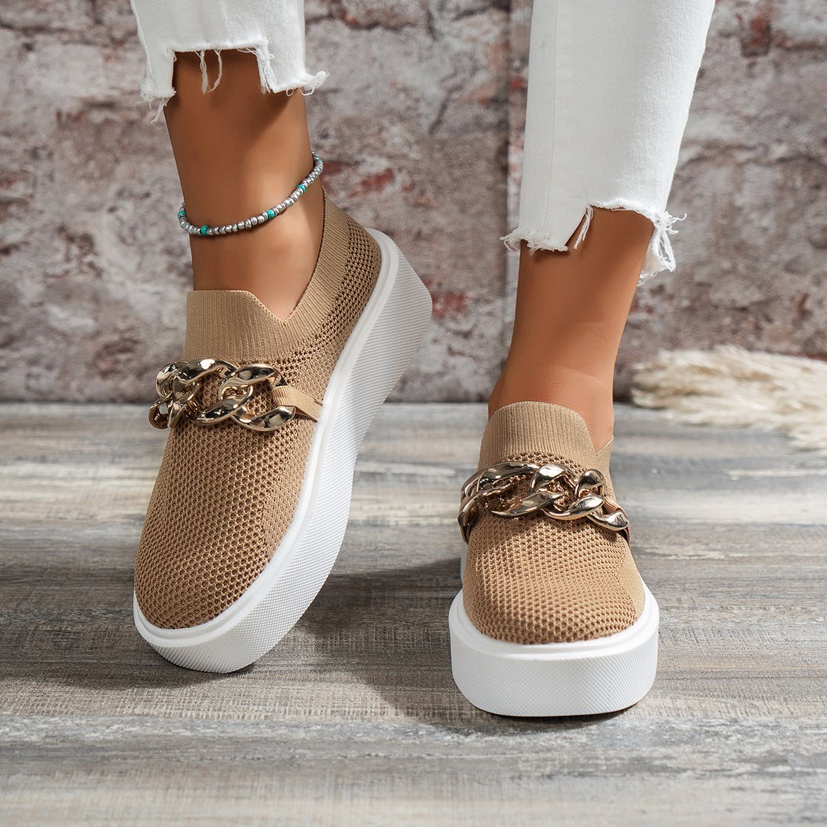 Chaussures plates en maille respirante pour femmes