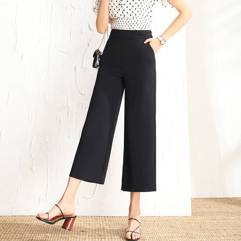 Pantalon droit ample taille haute pour femme