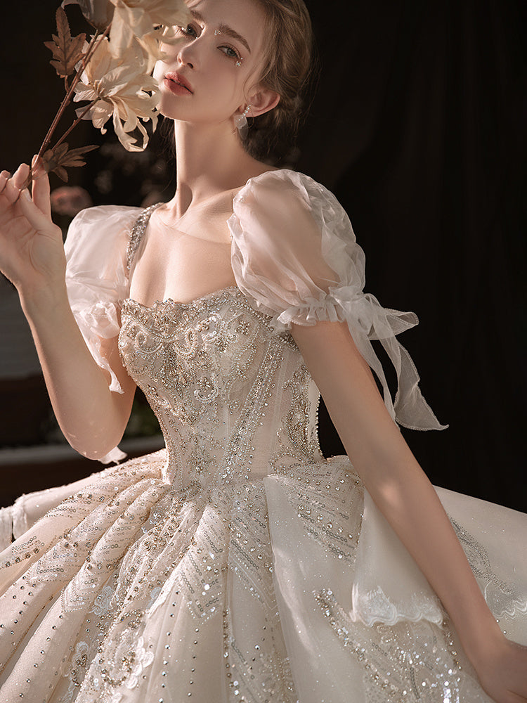 Robe bustier perlée longue à traîne pour femme, élégante et sophistiquée