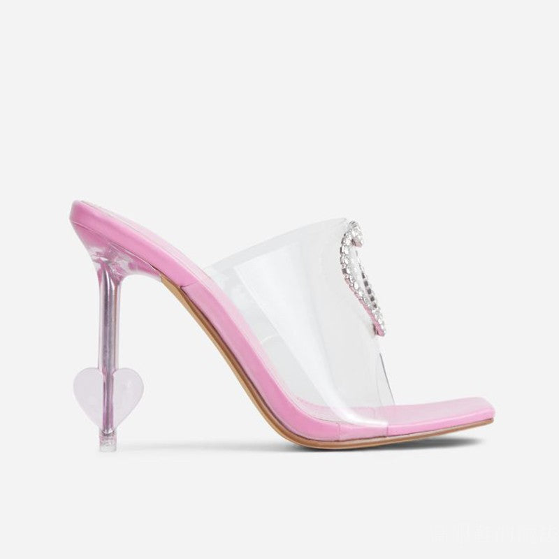 European & American Women's Transparent High Heel Sandals with Buckle, Sizes 35-41