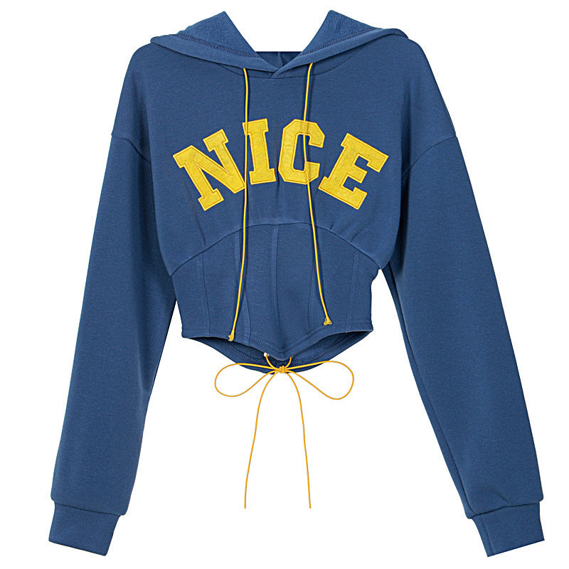 Sweat à capuche polaire à manches longues brodé lettres mode