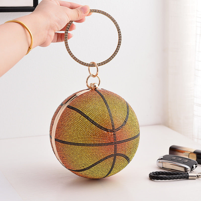 Colorful Round Basketball Dinner Bag Full Diamond 14cm Diameter