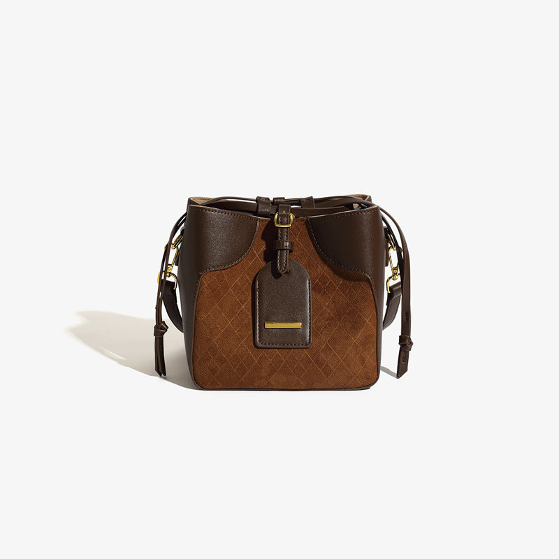 Autumn Winter Tidal Shoulder Messenger Bag in Green & Brown, 18x17x14cm