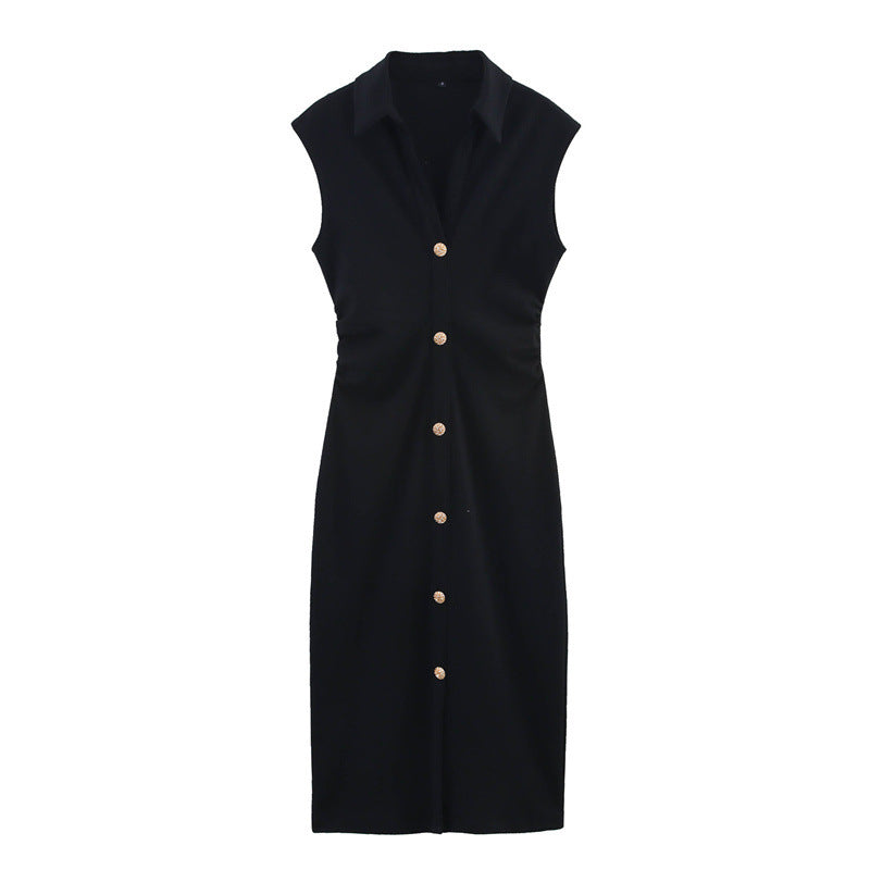 Asymmetric Skirt Fashion Simple Black Shirt Dress