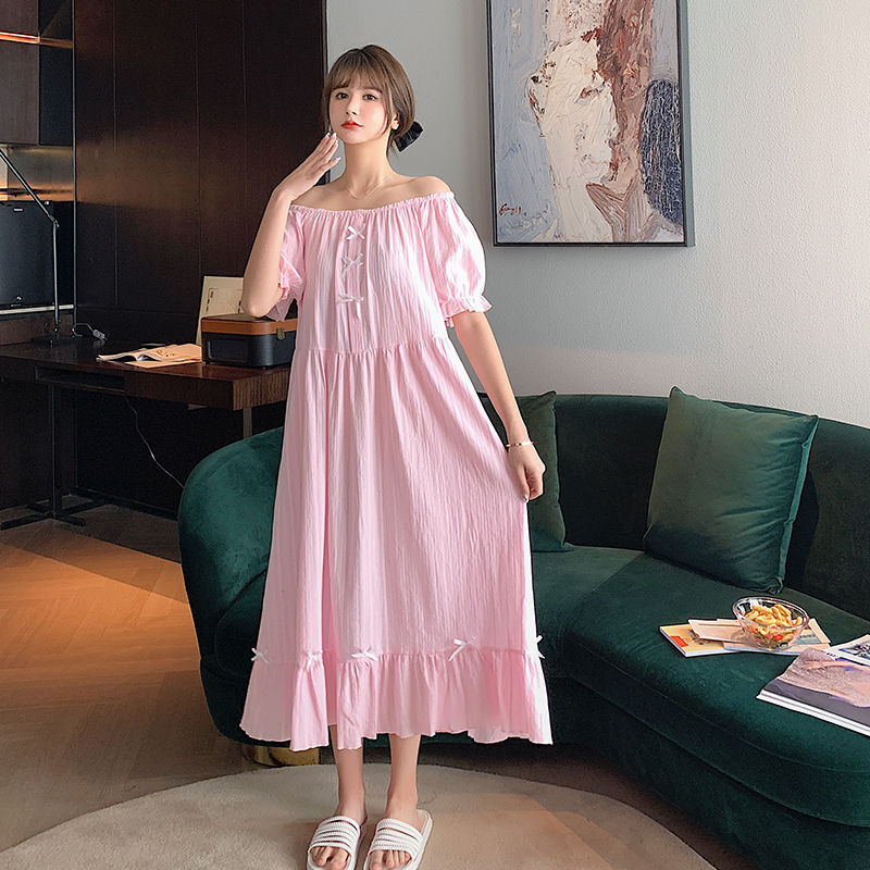 Sexy Summer Nightdress for Women in Princess Pink, White & Caramel, Sizes M-2XL