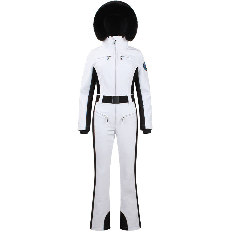 Combinaison de ski d'hiver professionnelle double couche thermique imperméable et ajustée