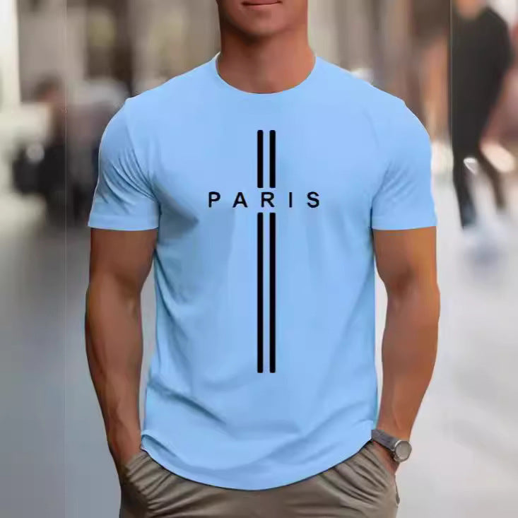 T-shirt décontracté imprimé homme, coupe ajustée, en fibre de polyester