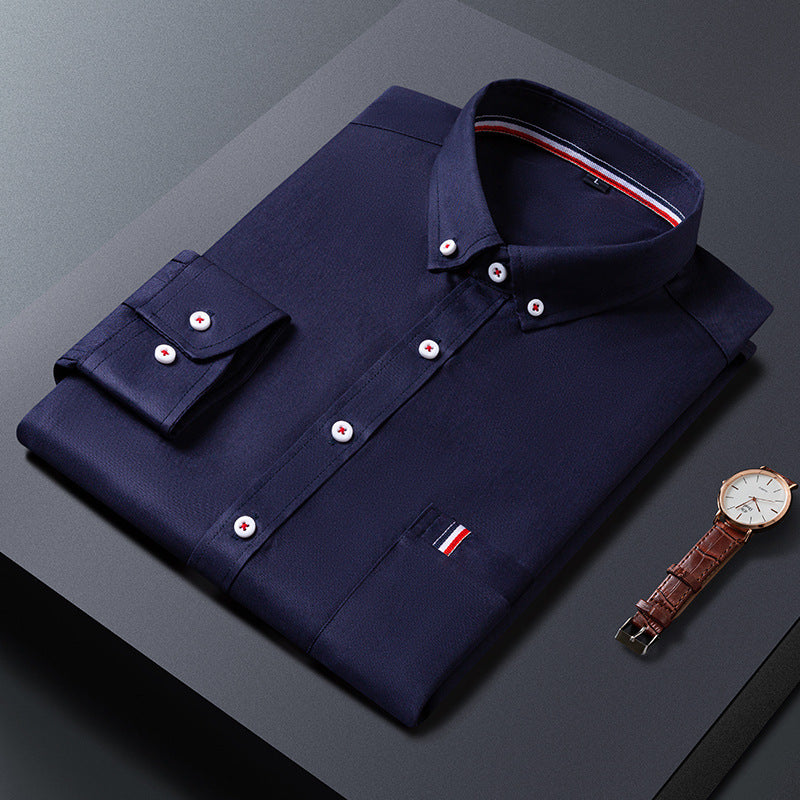 Chemise habillée décontractée pour homme en fibre de polyester