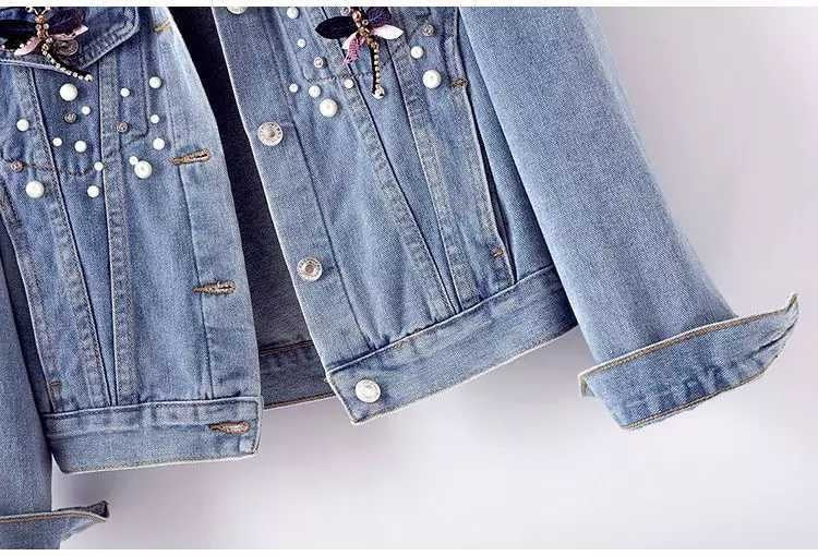 Veste en jean femme coupe slim style coréen, longueur courte, bleue