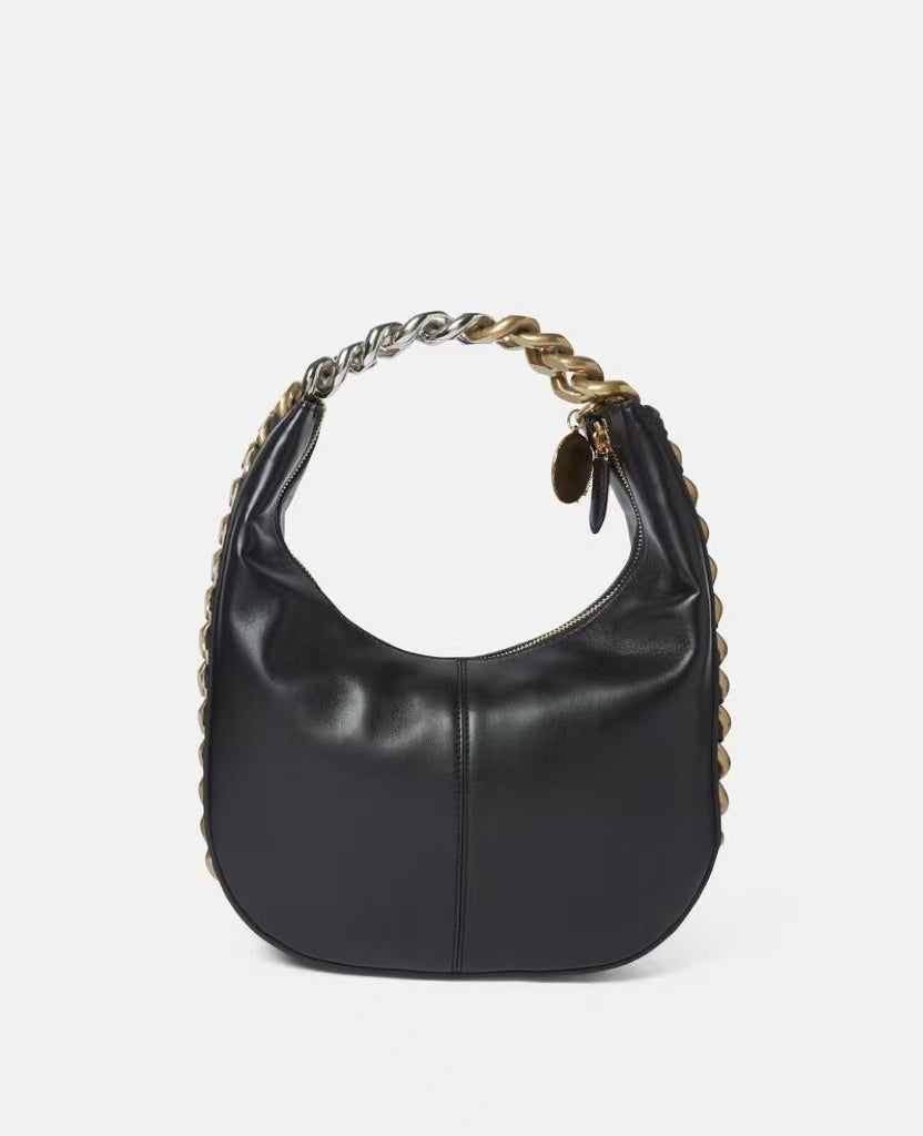 Women's Genuine Leather One Shoulder Handbag 28cm Oval Zipper Bag