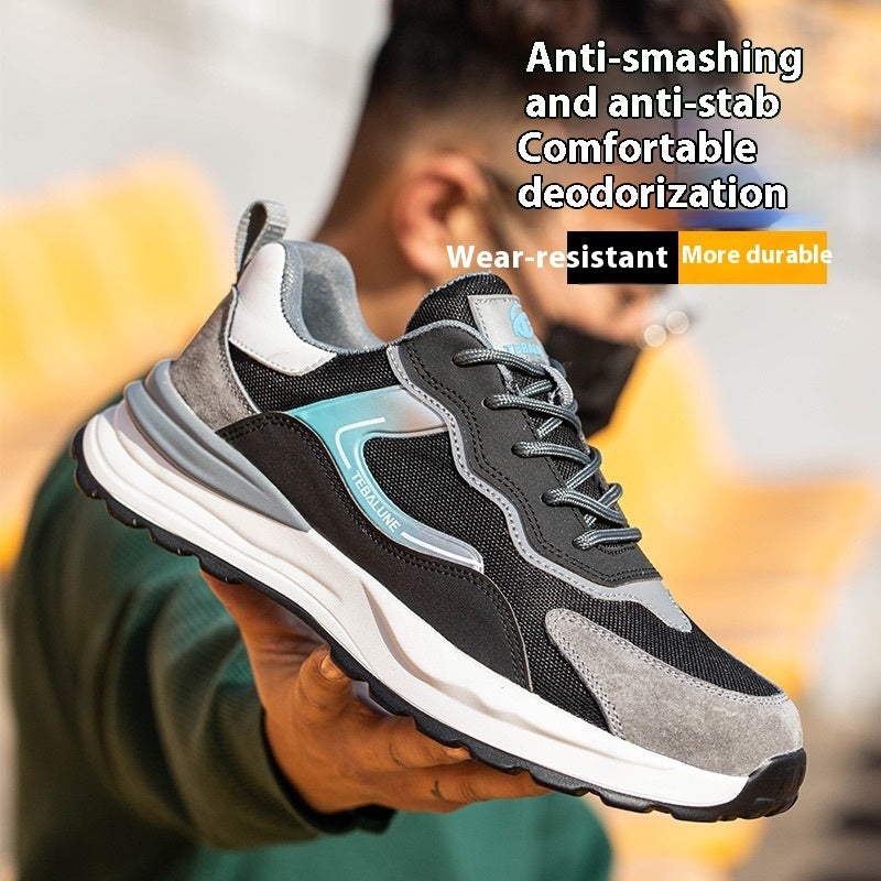 Men's Breathable Low Top Work Shoes with Anti-Smash, Anti-Puncture, Anti-Slip, Wear-Resistant Features