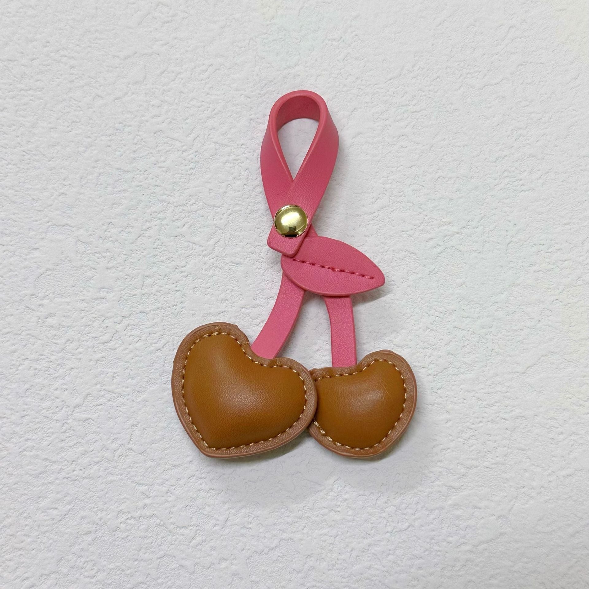 Cute 3D Peach Heart Cherry Leather Handbag Pendant
