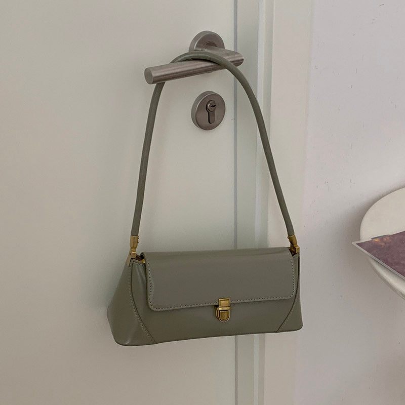 Sac à bandoulière en PU style baguette rétro pour femme, taille moyenne
