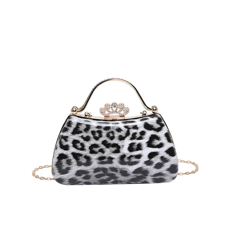 Leopard Print Retro Round PU Crossbody Bag for Women