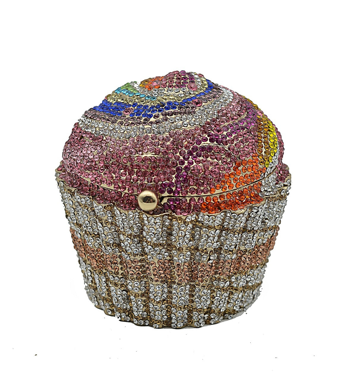 Pochette en Métal avec Diamants Entiers, Motif Petit Gâteau Glacé, pour Femmes