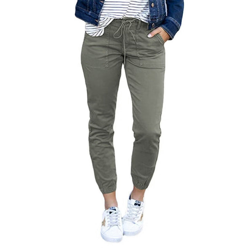 Women's Slim-Fit Cropped Pocket Pants in Gray, Green, Black & Khaki