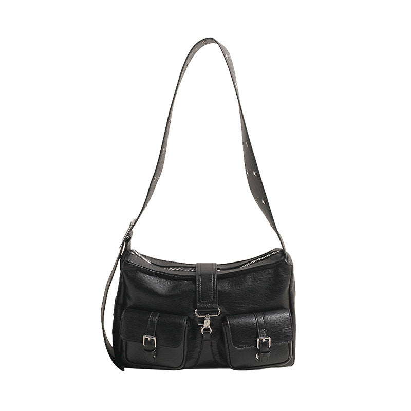 Large Capacity Locomotive Style Multi-Pocket Shoulder Bag 31x10x20