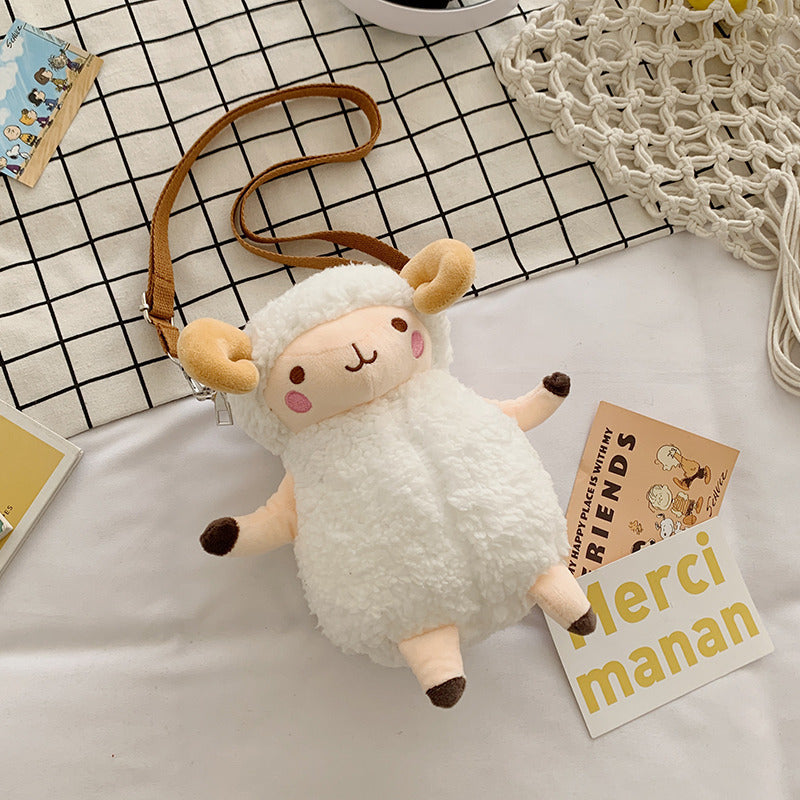 Cartoon Plush Crossbody Bag for Kids 24x17x10cm
