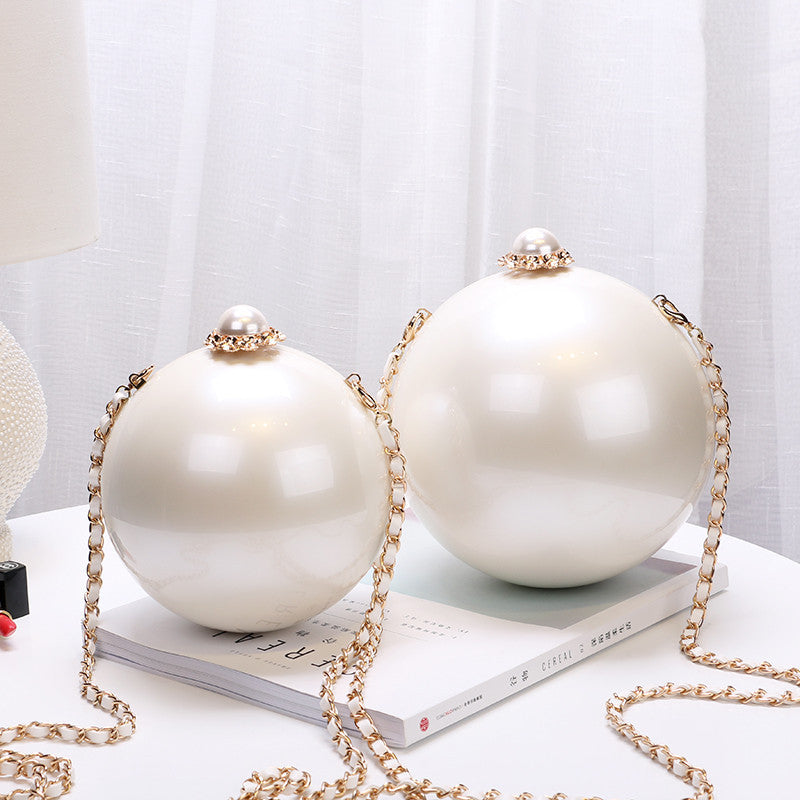 Ladies Pearl Decoration Round Bag
