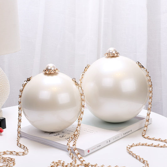 Ladies Pearl Decoration Round Bag