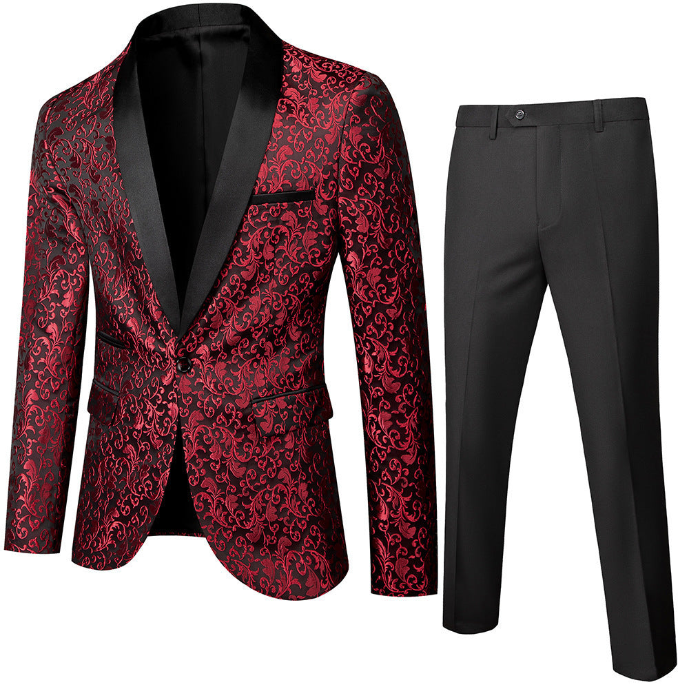 Men's Slim Fit Business Casual Two-Piece Suit Polyester Cotton