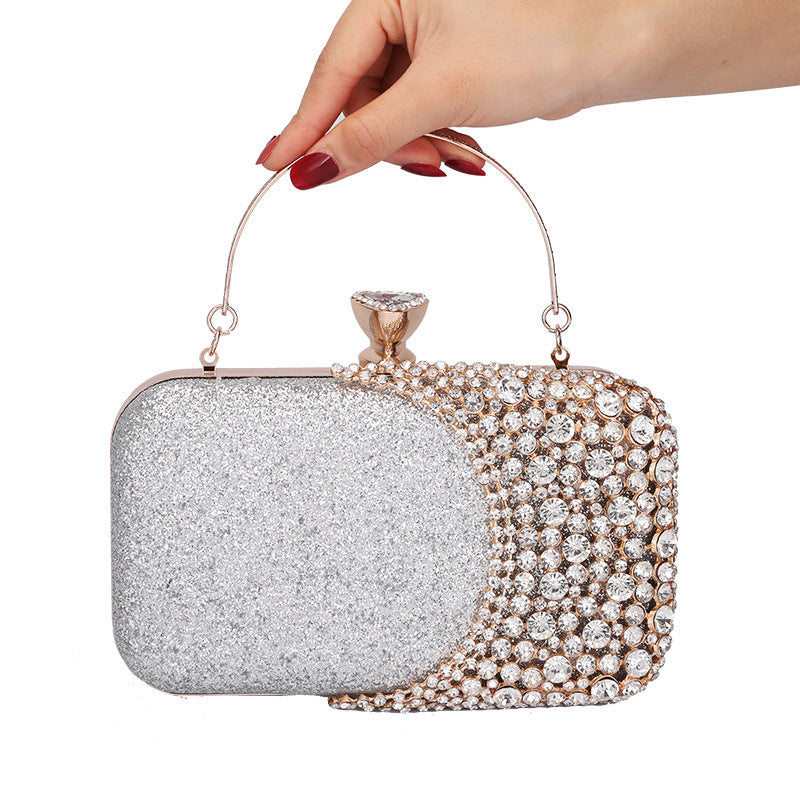 Sac de Soirée Ovale Incrusté de Diamants pour Femme – Petit Sac de Dîner en Alliage