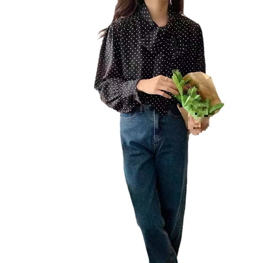 Women's Silk-led Chiffon Polka Dots Shirt