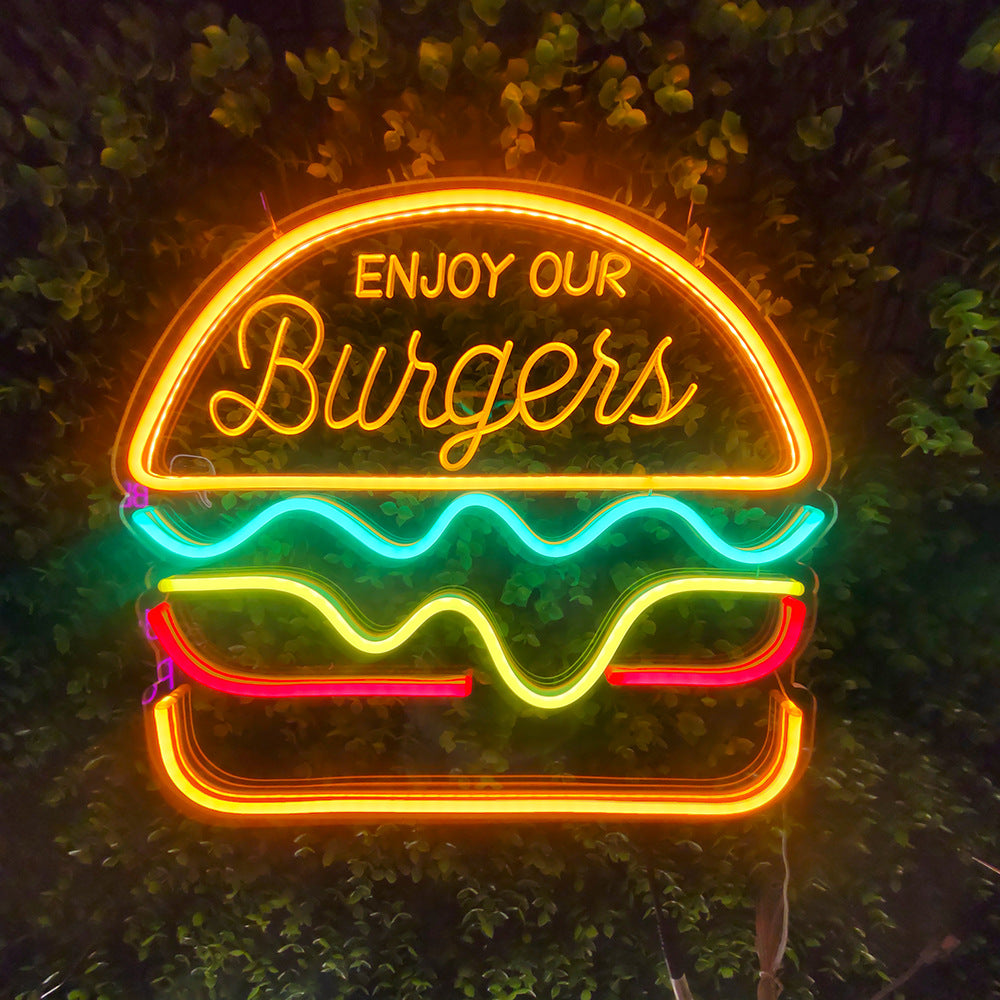 Enseigne néon LED Hamburger Pizza