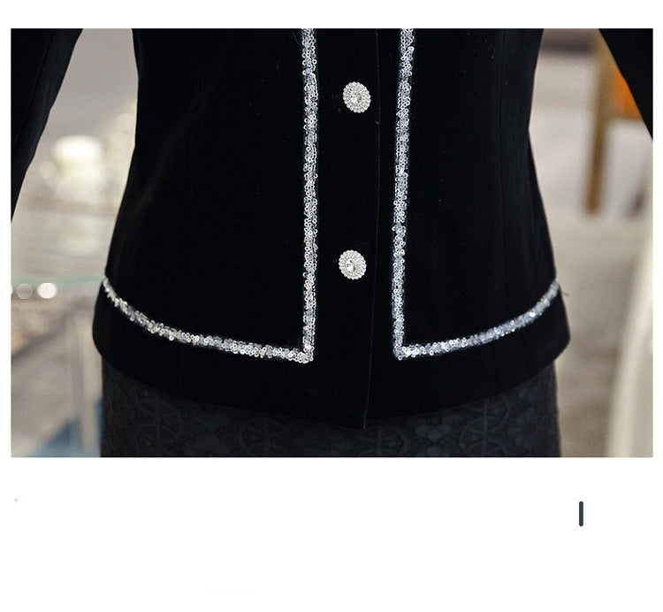 Women's Velvet Cardigan Coat in Black, Sizes XL-5XL