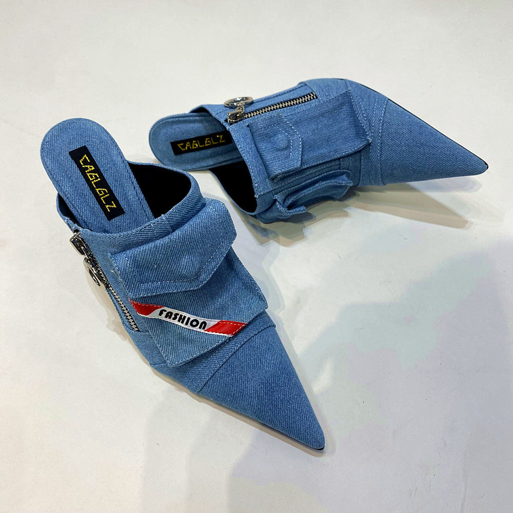 High Heel Pointed-Toe Slippers for Women
