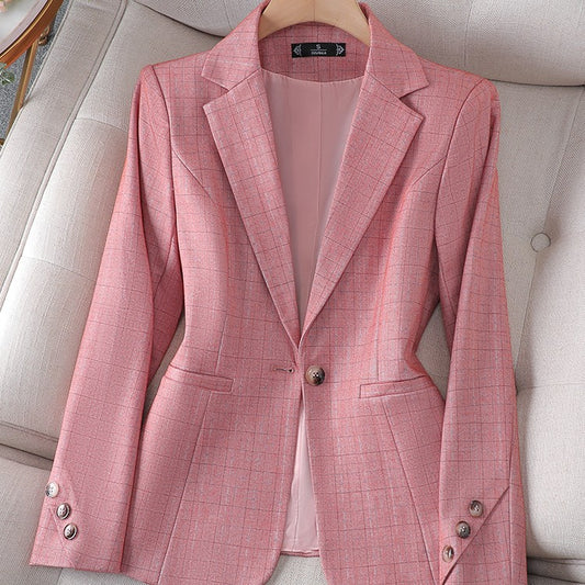 Veste de tailleur rose à carreaux pour femme, taille S
