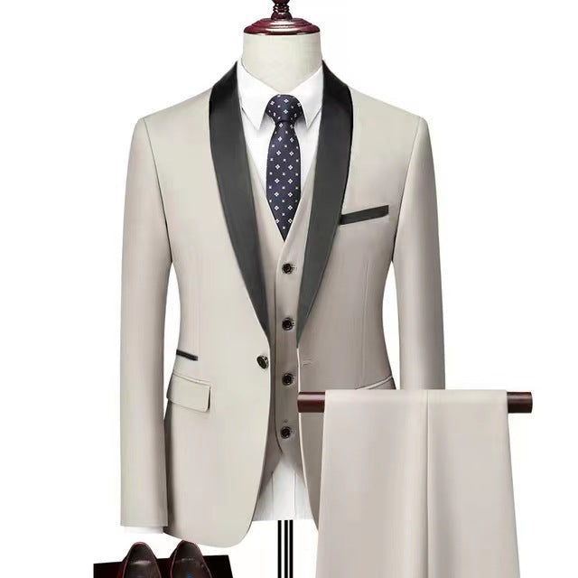 Men's 3-Piece Wedding Suit Set Groom Tuxedo Polyester