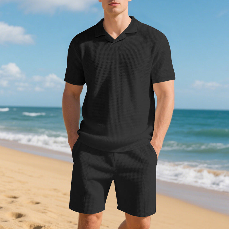 Loose Polo Shirt and Shorts Casual Set Short Sleeve