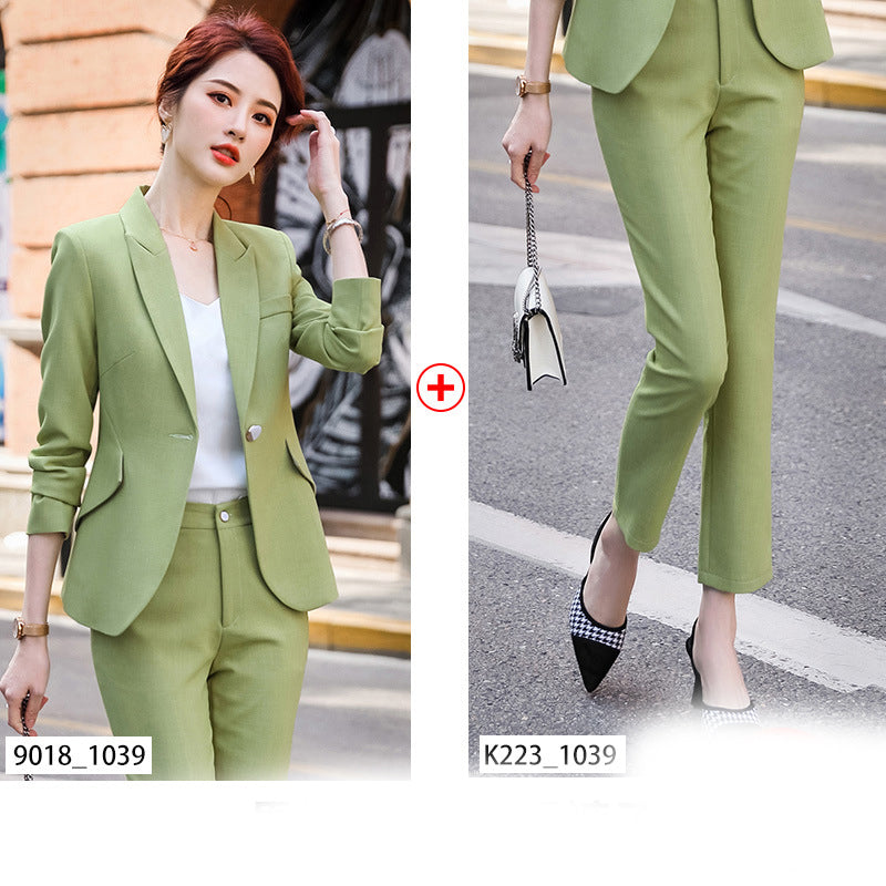 Ensemble tailleur femme uni professionnel en viscose avec pantalon