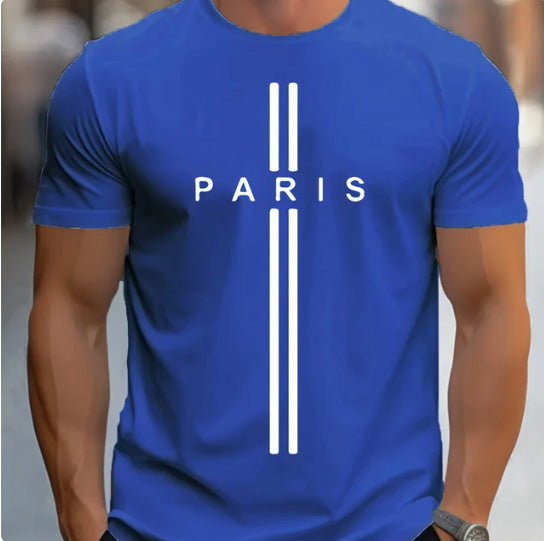 T-shirt décontracté imprimé homme, coupe ajustée, en fibre de polyester