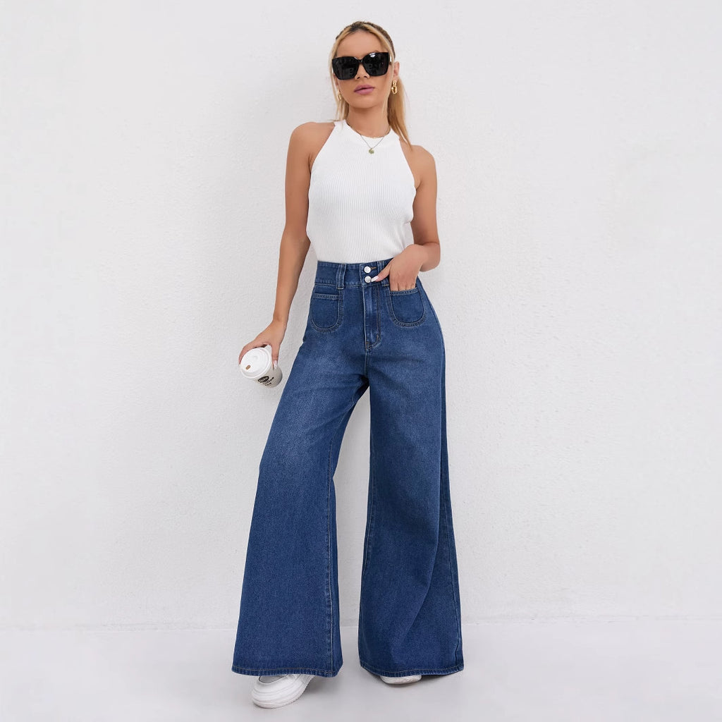 High-Waisted Flared Floor-Length Pants