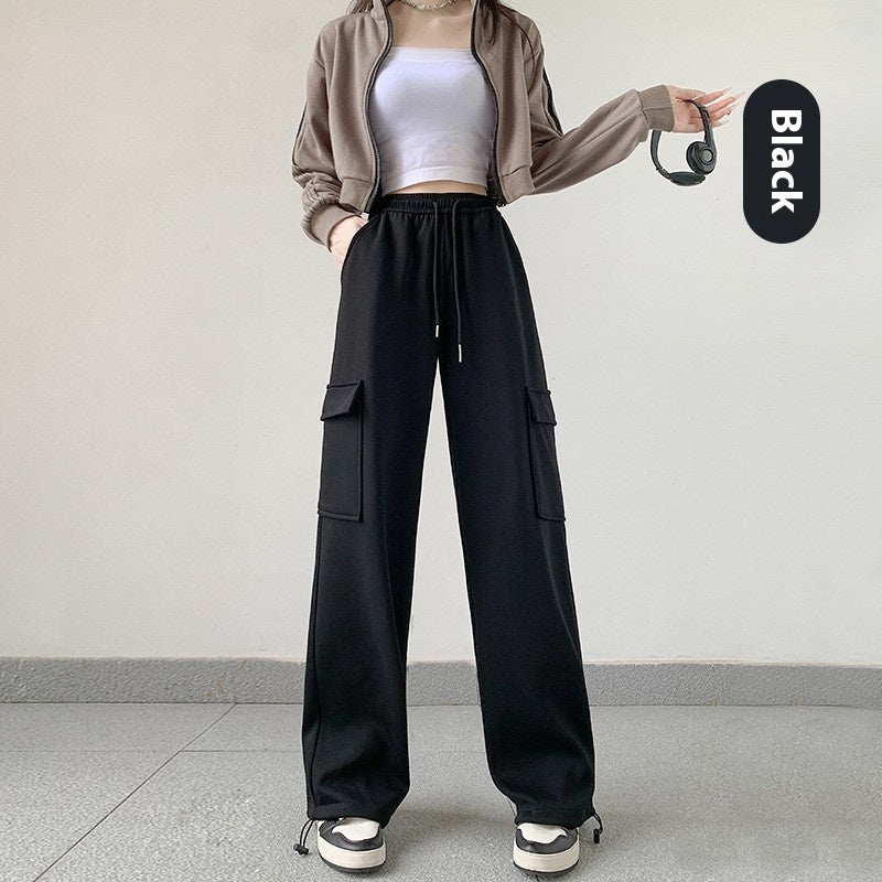 American Style Women's Casual Loose Tapered Drawstring Overalls
