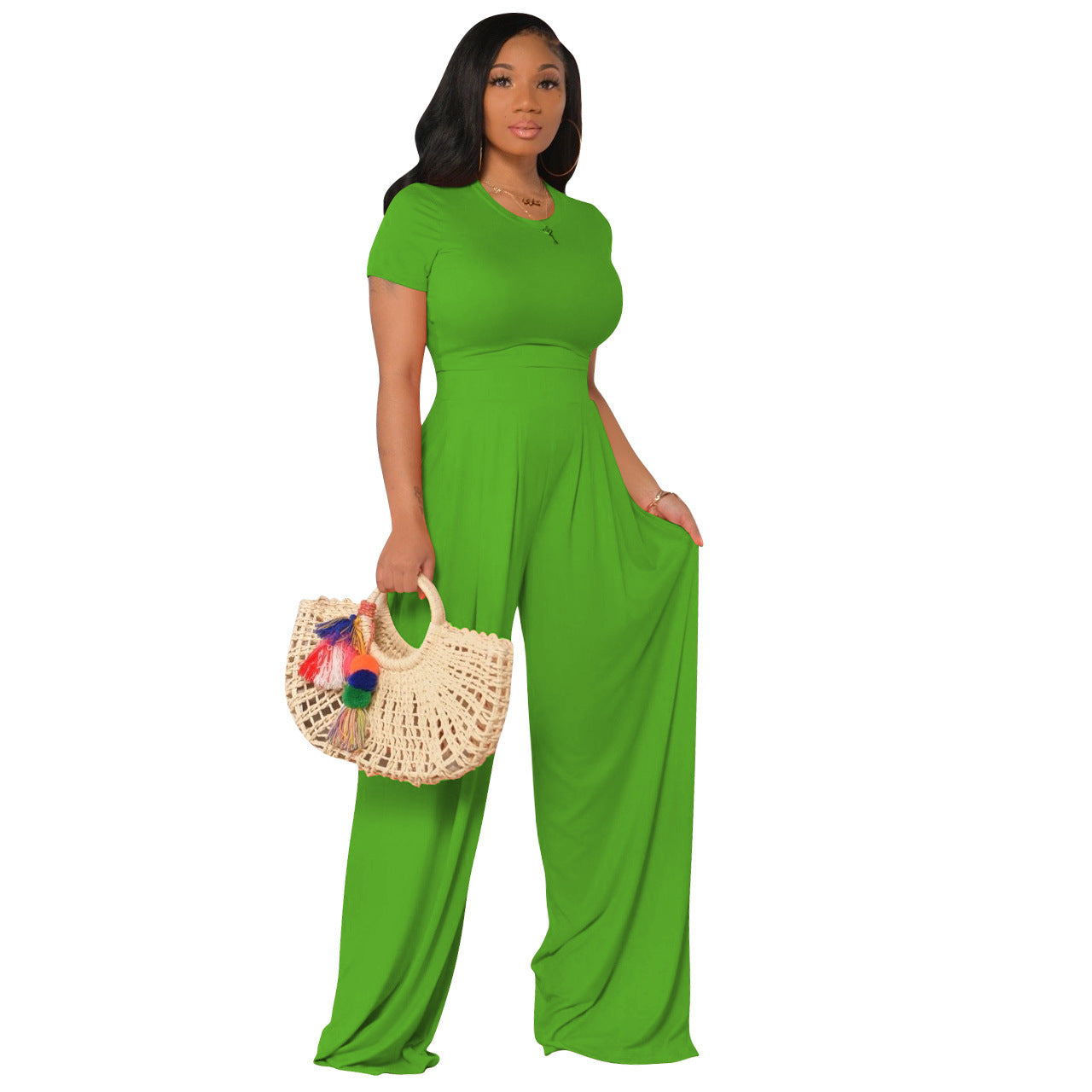 Fashionable Versatile Casual Wide-leg Two-piece Set For Women