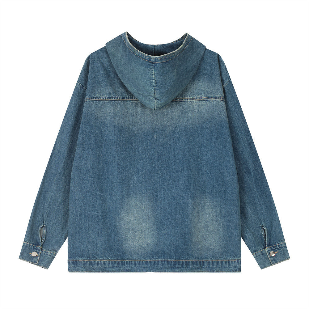 Men's Turtleneck Denim Hoodie - European & American Style
