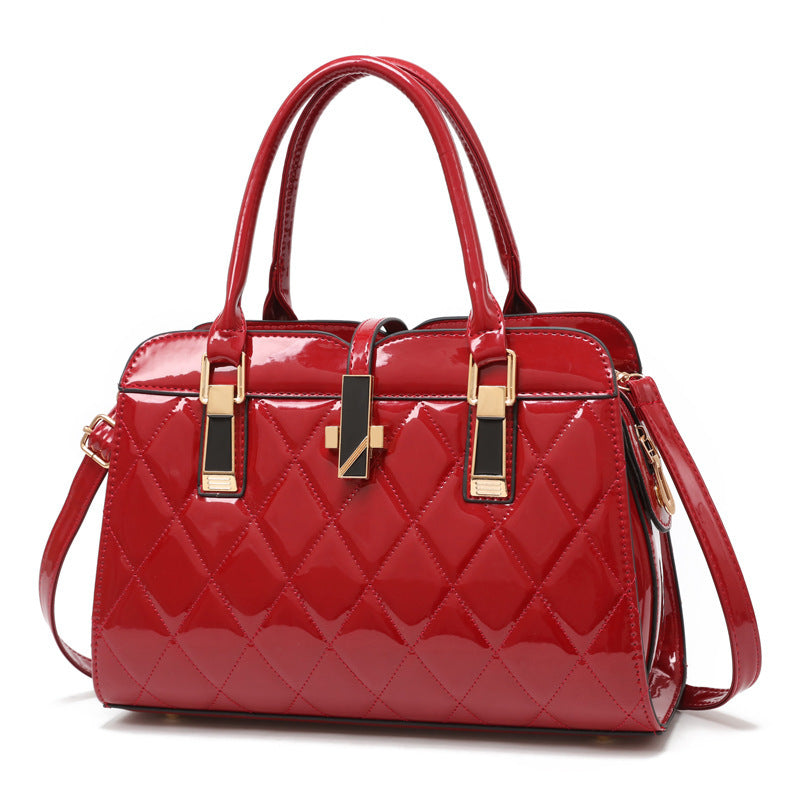Large One Shoulder PU Messenger Handbag with Lock Closure