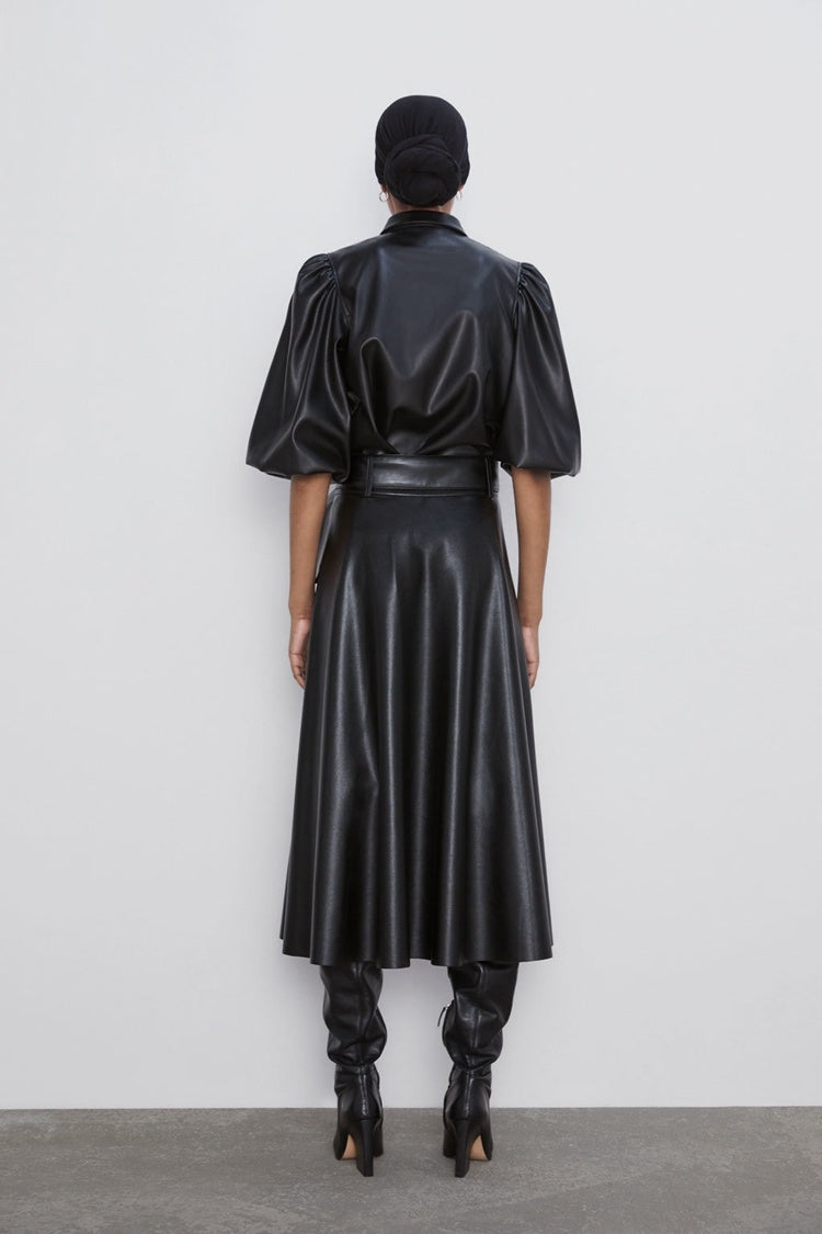 High Waist Long Skirt with Belted Temperament