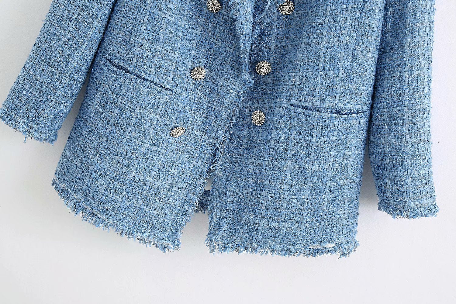 Retro Loose Tweed Plaid Women's Blazer Jacket Casual Streetwear