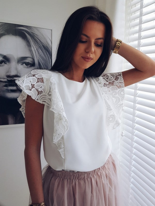European & American Ladies Cotton Lace Short Sleeve Shirts
