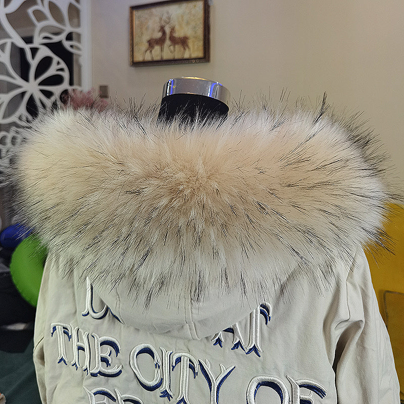 Raccoon imitation fox fur cap